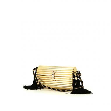 Borsa a tracolla Saint Laurent Opyum Box in plexiglas dorato