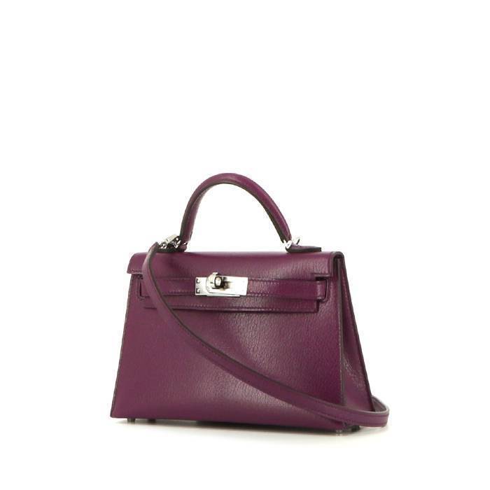 Hermès Kelly 20 cm handbag in purple Anemone Mysore leather - 00pp
