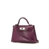 Hermès Kelly 20 cm handbag in purple Anemone Mysore leather - 00pp thumbnail