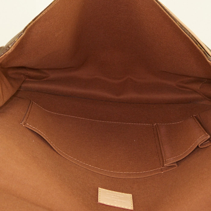 Sac bandoulière Louis Vuitton Messenger en toile monogram marron et cuir naturel - Detail D2
