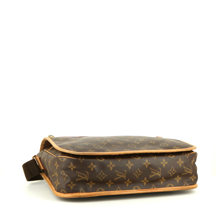 Louis Vuitton Messenger shoulder bag in brown monogram canvas and natural leather - Detail D4