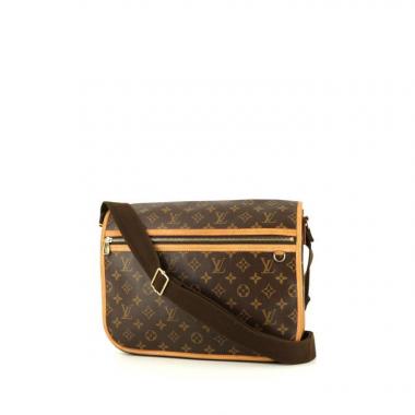 Sac bandoulière Louis Vuitton Messenger en toile monogram marron et cuir naturel