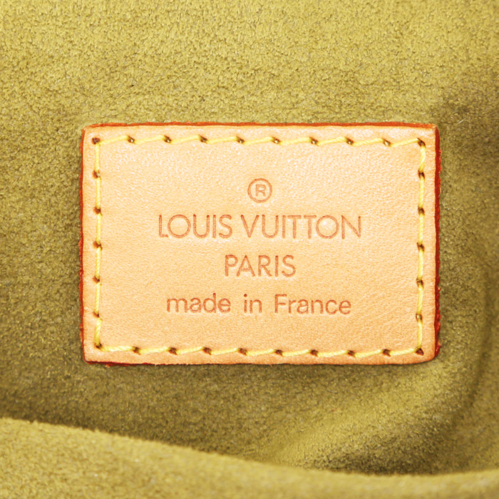 Sac à main Louis Vuitton Baggy en toile denim monogrammée vert-kaki et cuir naturel - Detail D3