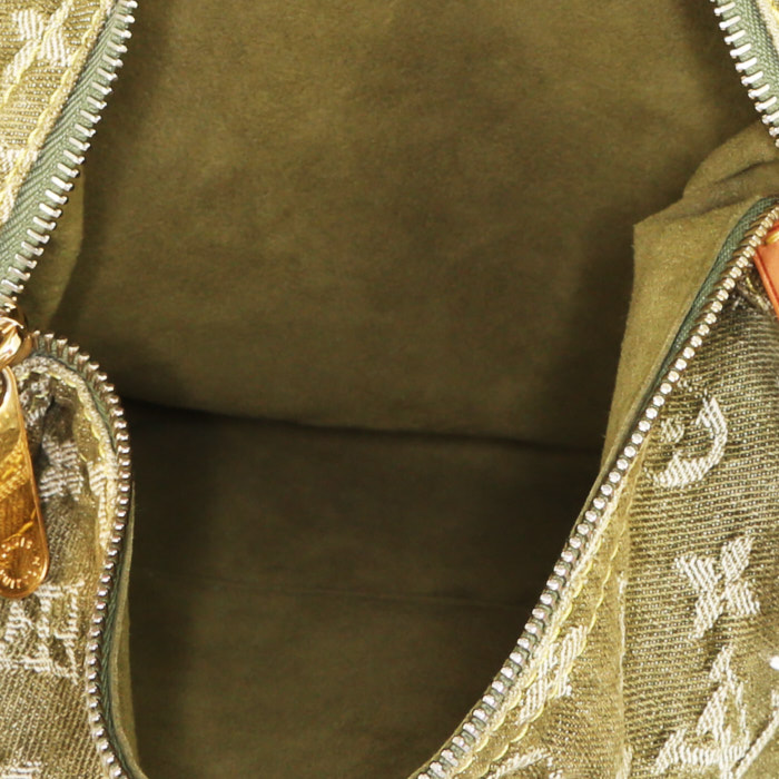 Louis Vuitton Baggy handbag in khaki monogram denim canvas and natural leather - Detail D2