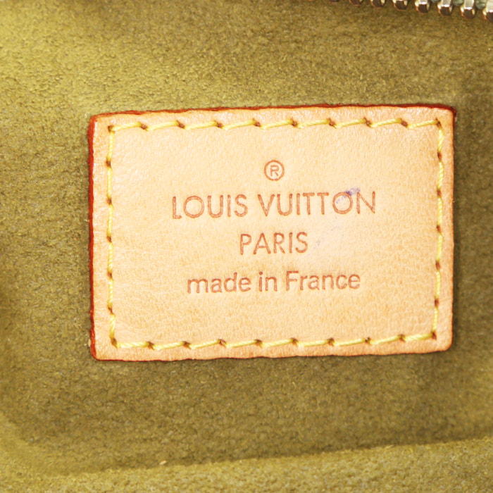 Sac à main Louis Vuitton Baggy en toile denim monogrammée vert-kaki et cuir naturel - Detail D3