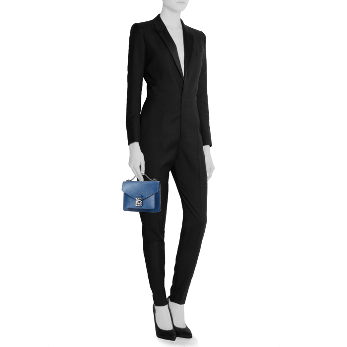Louis Vuitton Monceau shoulder bag in blue epi leather - Detail D1