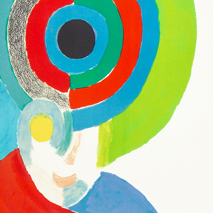 Sonia Delaunay, "Autoportrait simultané", lithographie en couleurs sur papier, épreuve d'artiste, signée et justifiée, de 1971 - Detail D1