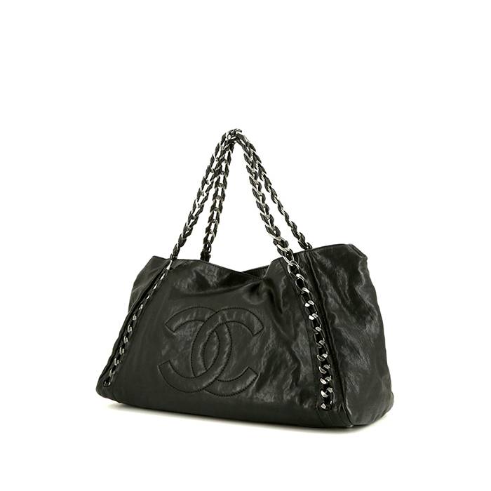 Chanel Grand Shopping shopping bag in black leather - 00pp
