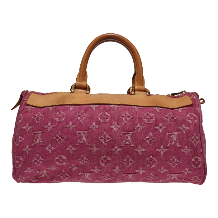 Borsa Louis Vuitton   in tela denim monogram rosa e pelle naturale - Detail D3
