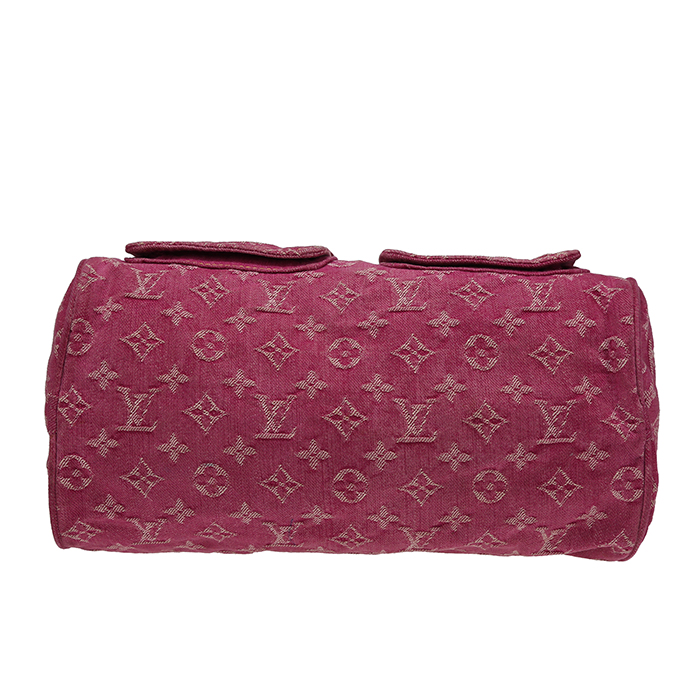 Borsa Louis Vuitton   in tela denim monogram rosa e pelle naturale - Detail D7