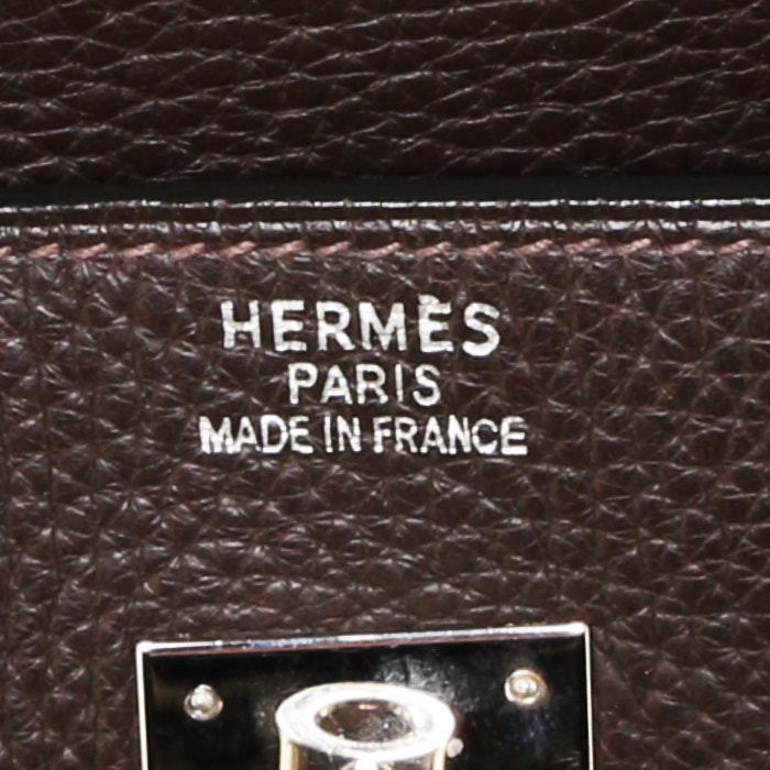 Borsa Hermes Birkin 40 cm in pelle togo marrone - Detail D3
