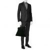 Bolso de mano Hermès Heeboo en lona negra y cuero negro - Detail D1 thumbnail