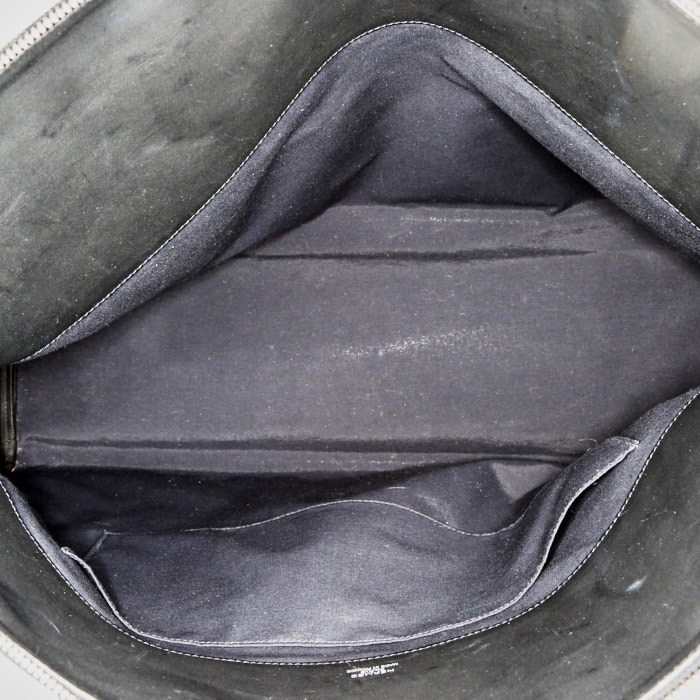 Sac à main Hermès Heeboo en toile noire et cuir noir - Detail D2