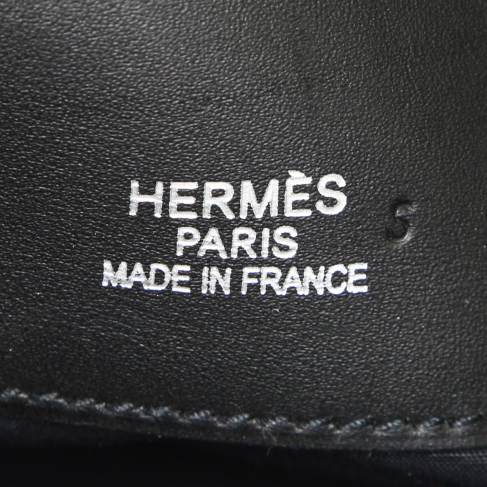 Hermès Heeboo handbag in black canvas and black leather - Detail D3