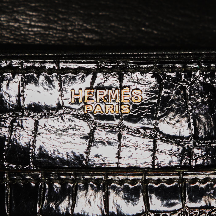 Borsa Hermès Chaîne D'ancre in coccodrillo nero - Detail D3