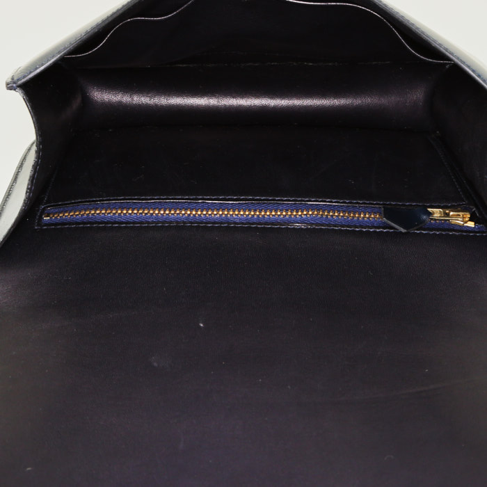 Hermes Constance handbag in navy blue box leather - Detail D3