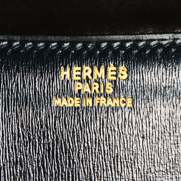 Hermes Constance handbag in navy blue box leather - Detail D4