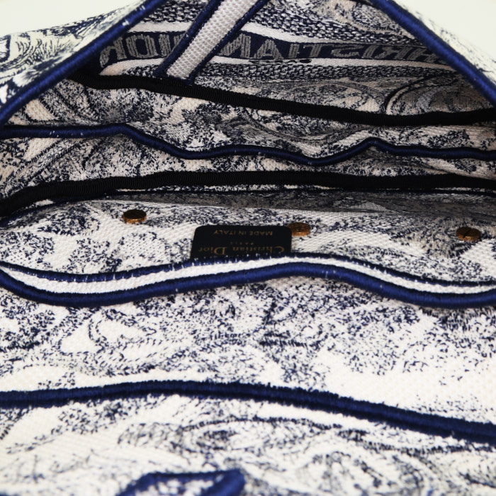 Borsa Dior Saddle in tela con stampa a motivi blu - Detail D2