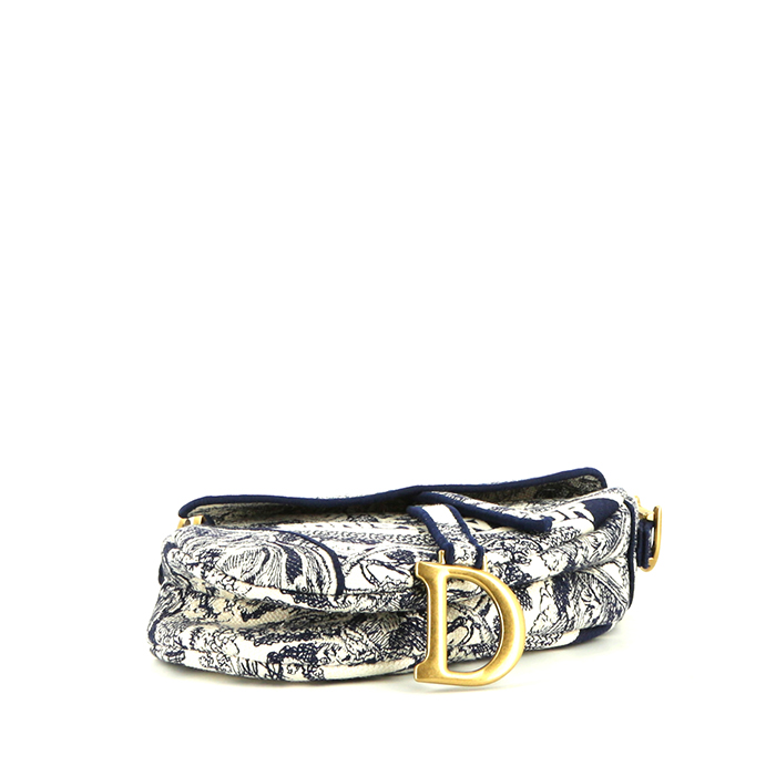 Borsa Dior Saddle in tela con stampa a motivi blu - Detail D4