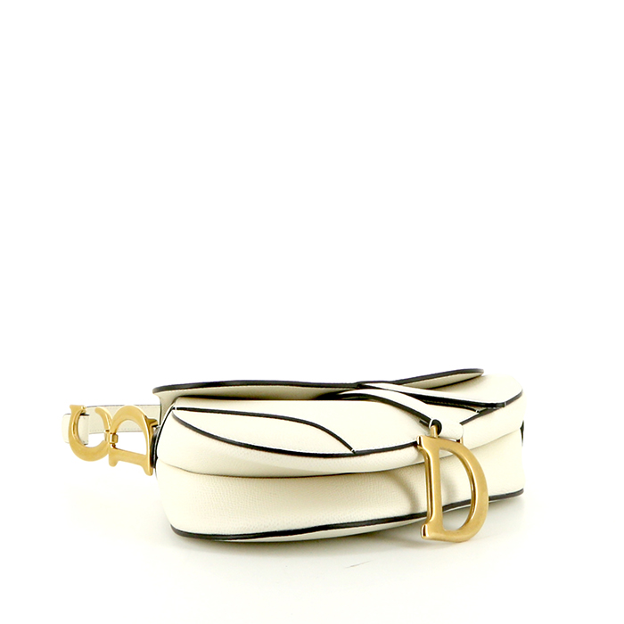 Dior Saddle handbag in ecru grained leather - Detail D4
