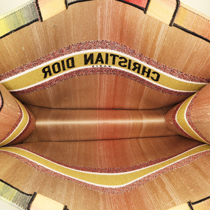 Dior Book Tote large model shopping bag in multicolor canvas - Detail D2