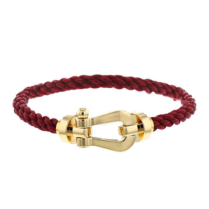 Fred Force 10 large model bracelet in yellow gold and stainless steel - 00pp