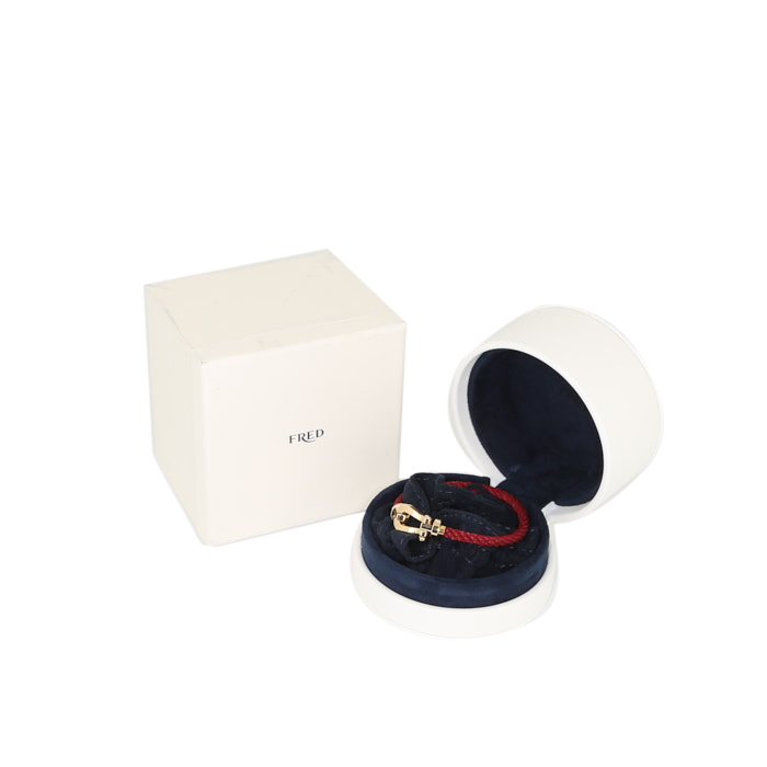 Bracciale Fred Force 10 modello grande in oro giallo e acciaio rosso - Detail D2