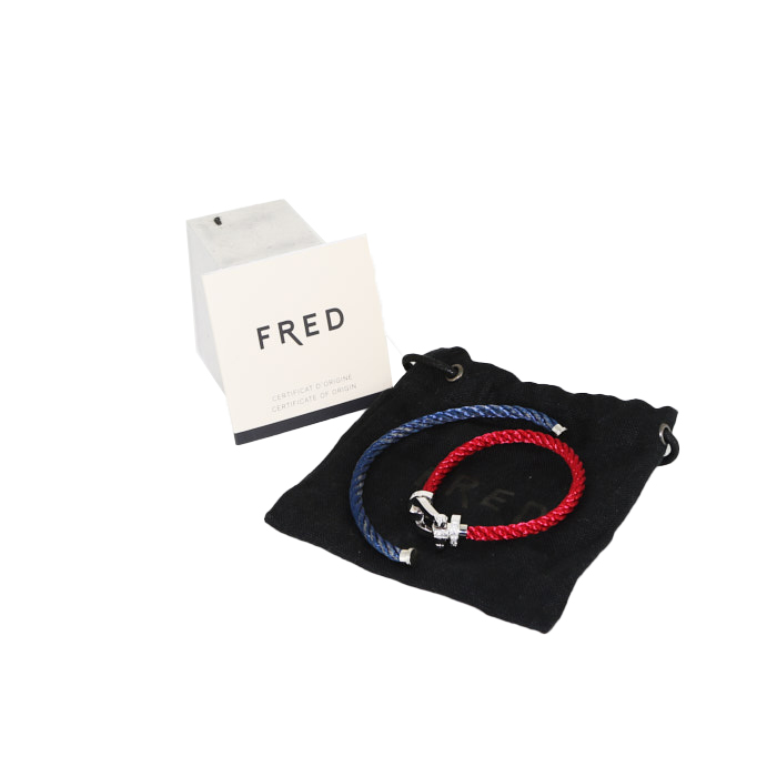 Bracelet Fred Force 10 grand modèle en or blanc,  diamants et acier - Detail D2