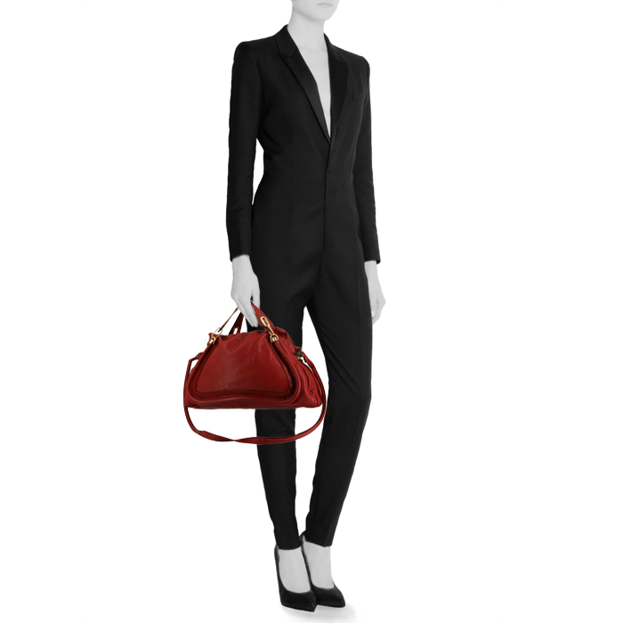 Chloé Paraty handbag in red leather - Detail D1