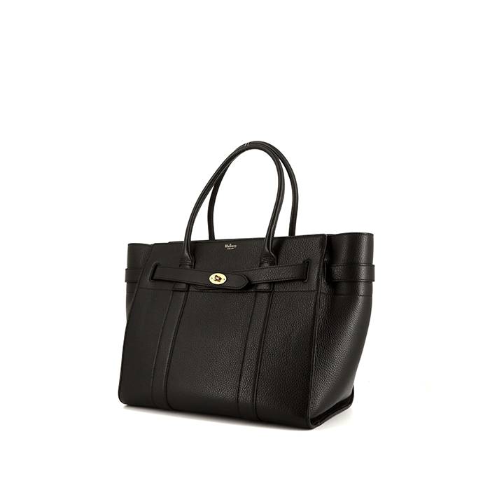 Mulberry Bayswater handbag in black grained leather - 00pp
