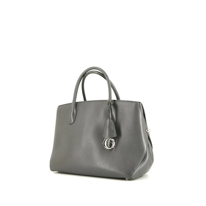 Dior Open Bar shopping bag in grey grained leather - 00pp