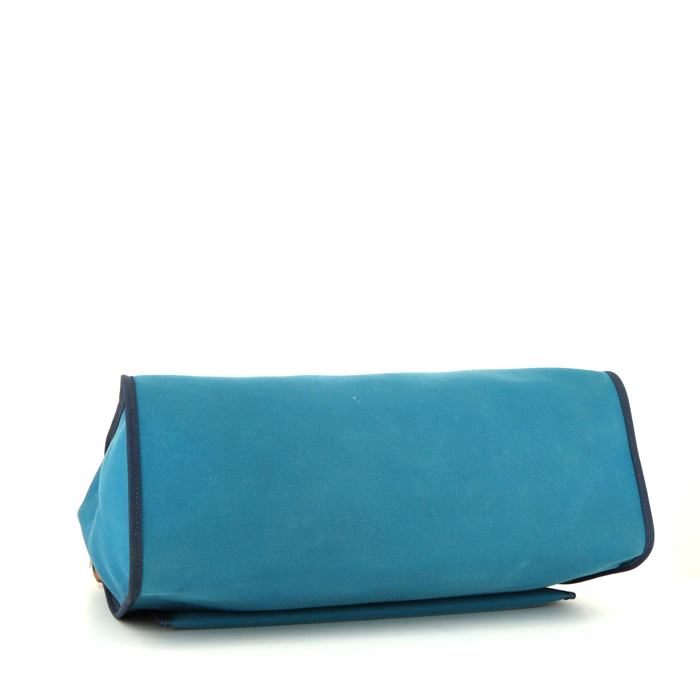 Hermes Herbag bag worn on the shoulder or carried in the hand canvas and natural Hunter cowhide - Detail D5