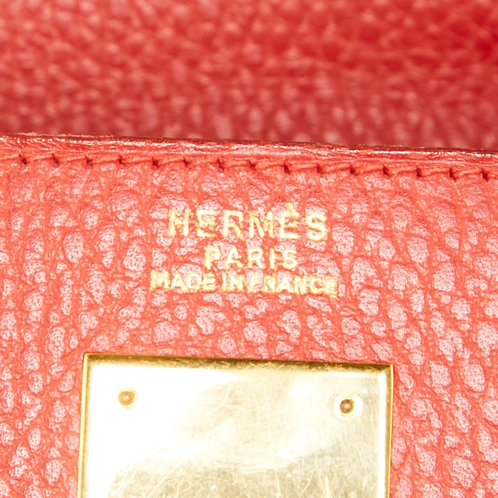Hermes Kelly 35 cm handbag in red Ardenne leather - Detail D4