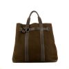 Shopping bag Hermès in tela marrone e pelle marrone - 360 thumbnail