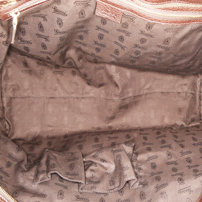 Sac cabas Gucci en cuir marron - Detail D2
