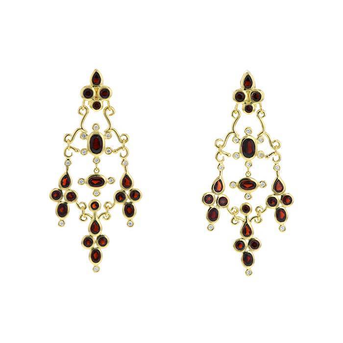 Paire de pendants d'oreilles H. Stern en or jaune,  grenats et diamants - 00pp