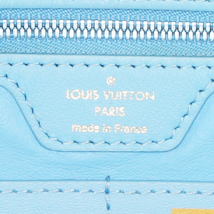 Sac cabas Louis Vuitton Neverfull Edition Limitée Jeff Koons moyen modèle en toile et cuir bleu - Detail D3