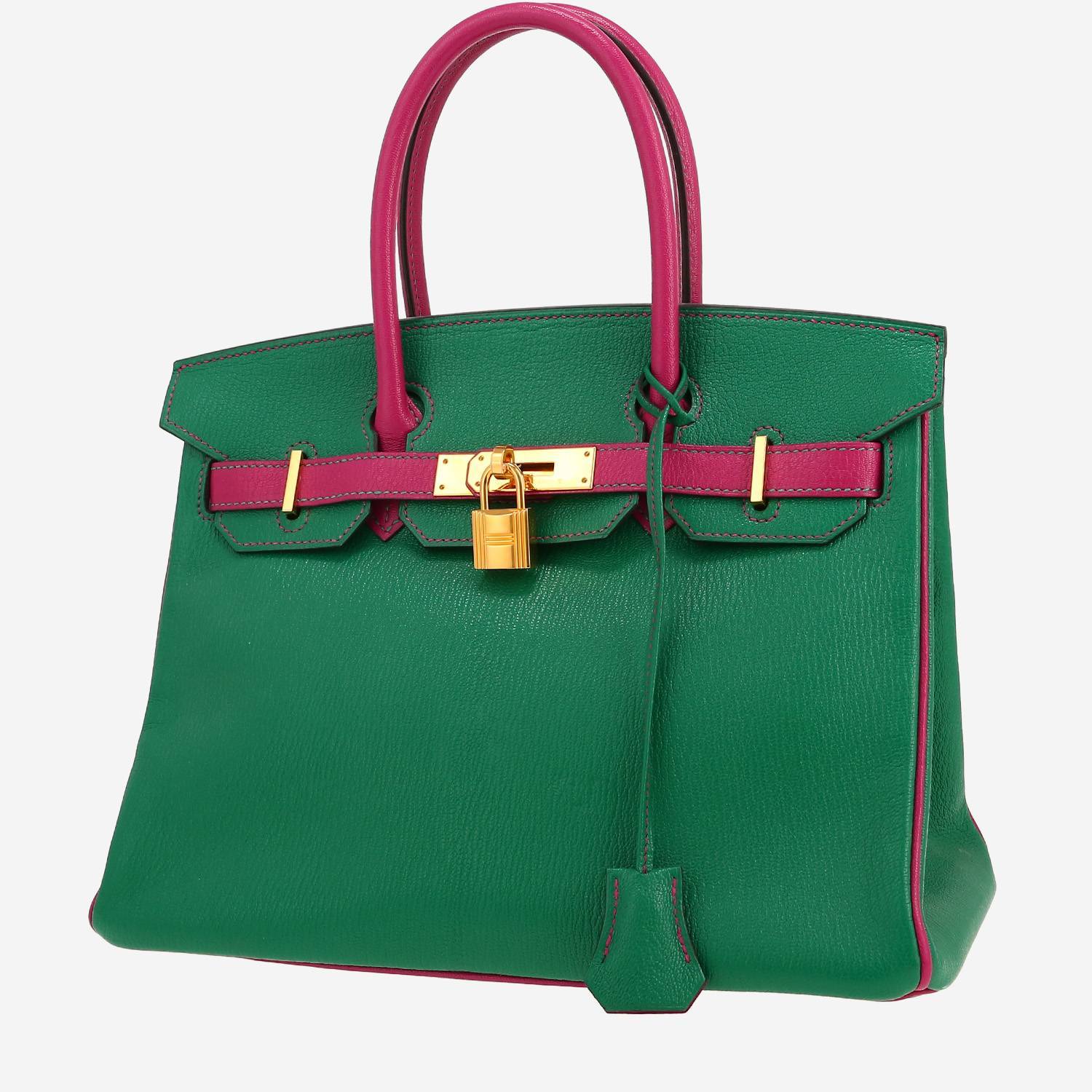 Hermes Birkin 30 cm handbag in green and fuchsia bicolor goat