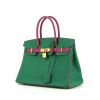 Hermes Birkin 30 cm handbag in green and fuchsia bicolor goat - 00pp thumbnail