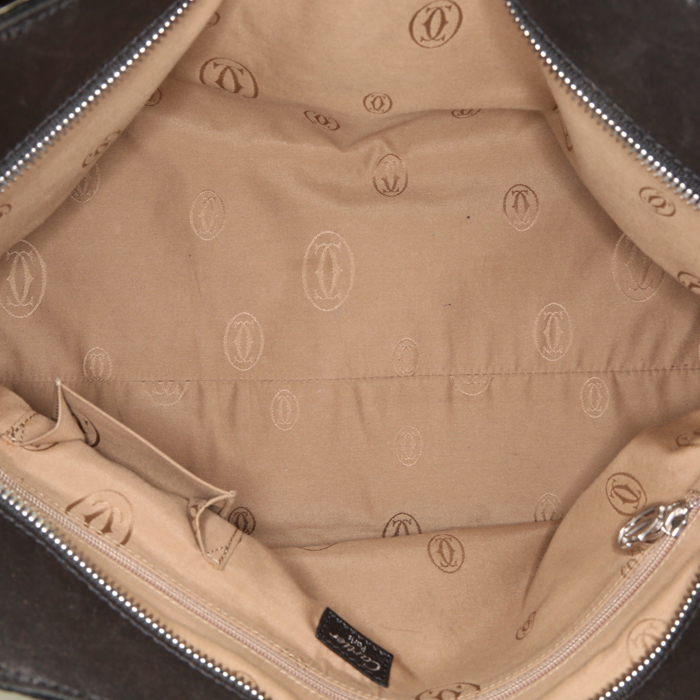 Bolso de mano Cartier Marcello en cuero negro y piel de pitón negra - Detail D2