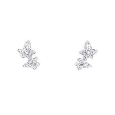 Paire de boucles d'oreilles Boucheron Lierre de Paris en or blanc et diamants