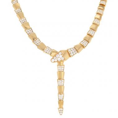 Bulgari Serpenti Viper necklace in pink gold and diamonds
