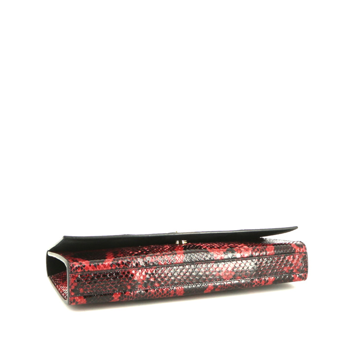 Pochette Saint Laurent Kate en python noir et rouge - Detail D4
