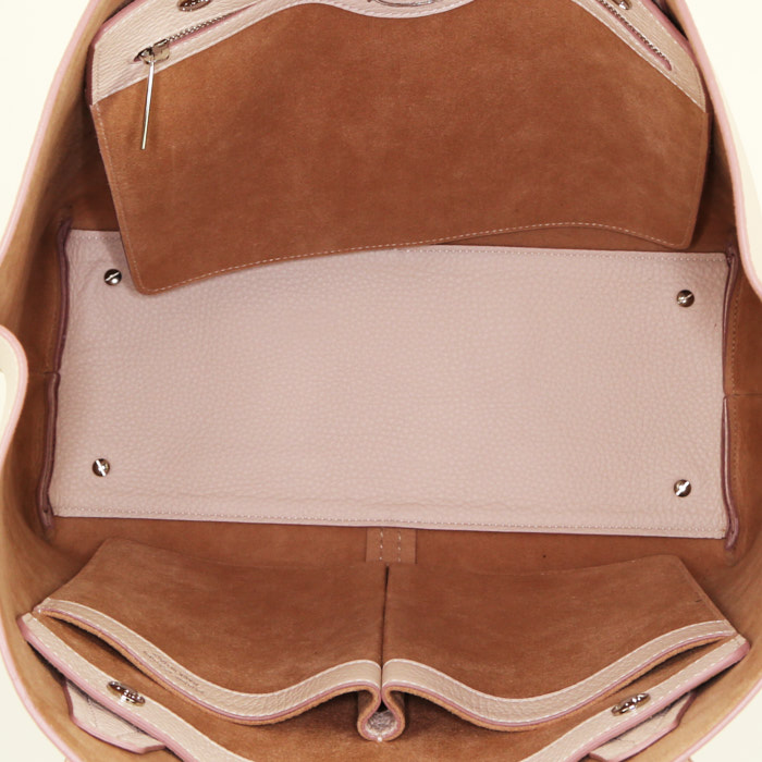 Shopping bag Tod's Joy in pelle martellata rosa pallido - Detail D2