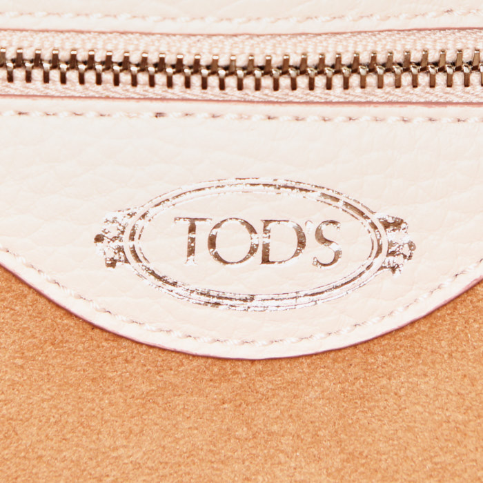 Shopping bag Tod's Joy in pelle martellata rosa pallido - Detail D3