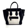 Celine Luggage Micro handbag in white and black bicolor leather - 360 thumbnail