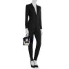Celine Luggage Micro handbag in white and black bicolor leather - Detail D1 thumbnail