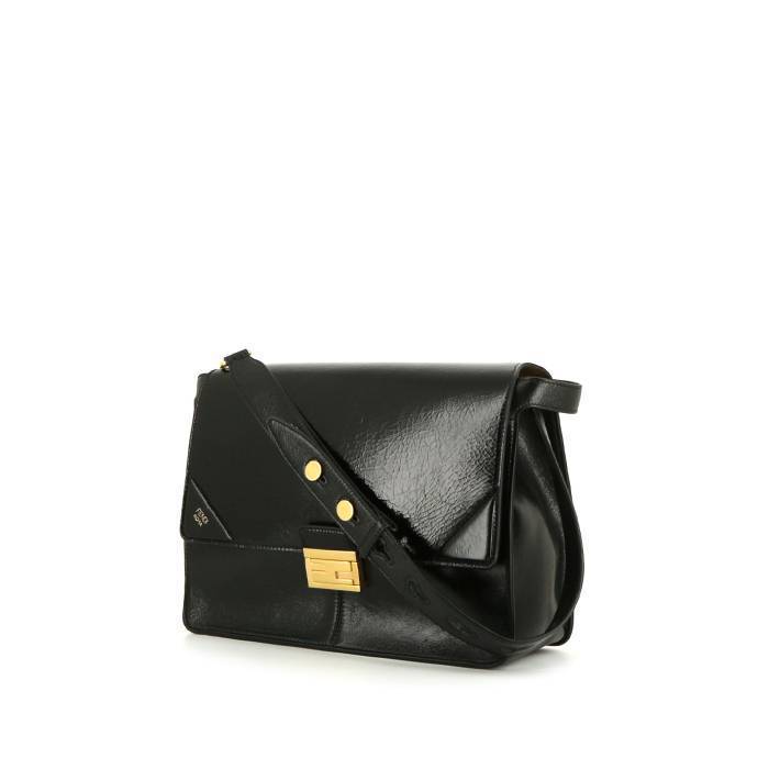 Fendi Kan U shoulder bag in black patent leather - 00pp