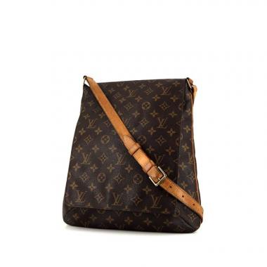 Sac bandoulière Louis Vuitton Musette en toile monogram marron et cuir naturel
