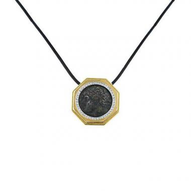 Pendentif Vintage en or jaune,  bronze et diamants